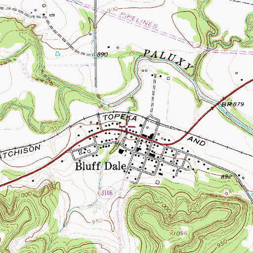 Topographic Map of Bluff Dale Post Office, TX