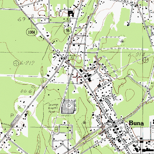 Topographic Map of Buna Post Office, TX