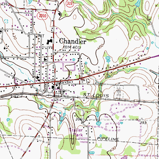 Topographic Map of Chandler Post Office, TX