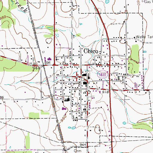 Topographic Map of Chico Post Office, TX