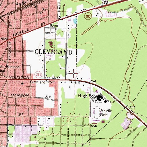 Topographic Map of Cleveland Post Office, TX