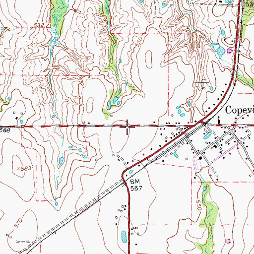 Topographic Map of Copeville Post Office, TX
