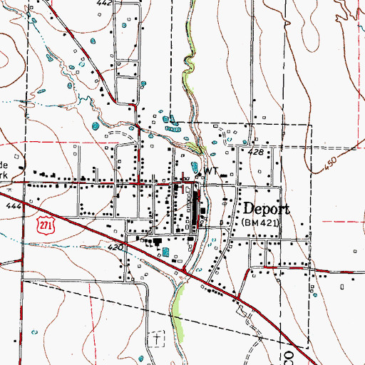 Topographic Map of Deport Post Office, TX