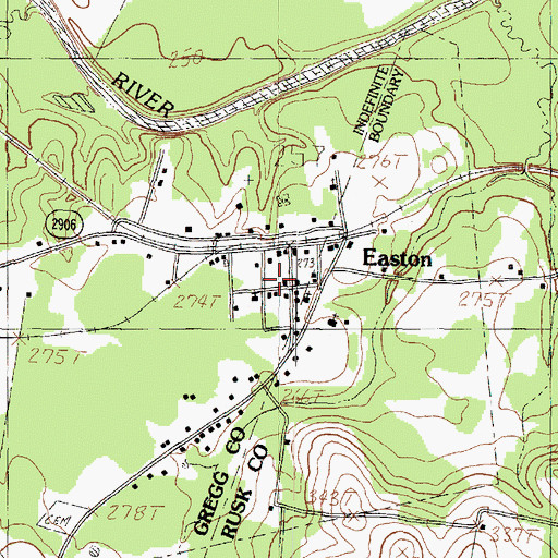 Topographic Map of Easton Post Office, TX