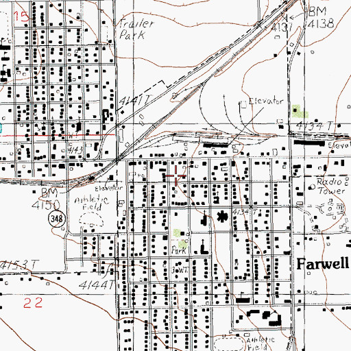 Topographic Map of Farwell Post Office, TX