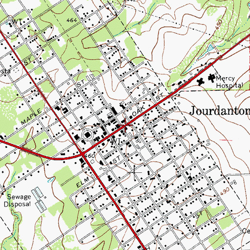 Topographic Map of Jourdanton Post Office, TX