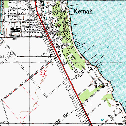 Topographic Map of Kemah Post Office, TX