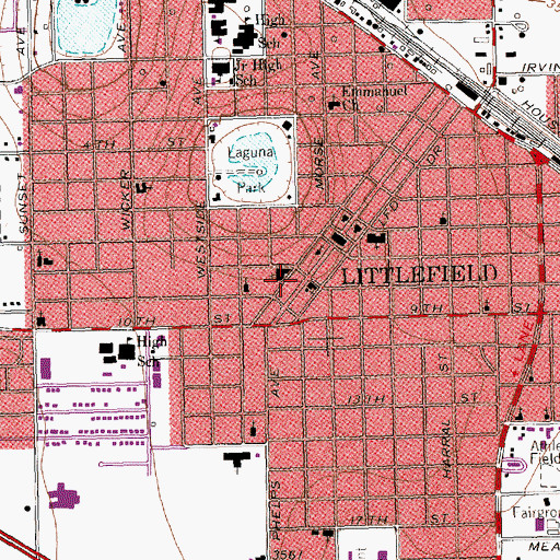 Topographic Map of Littlefield Post Office, TX