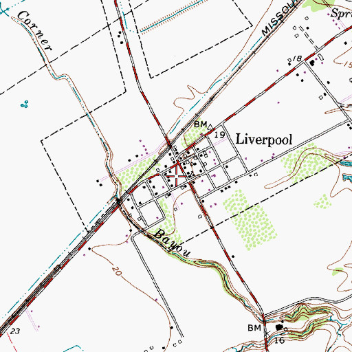 Topographic Map of Liverpool Post Office, TX