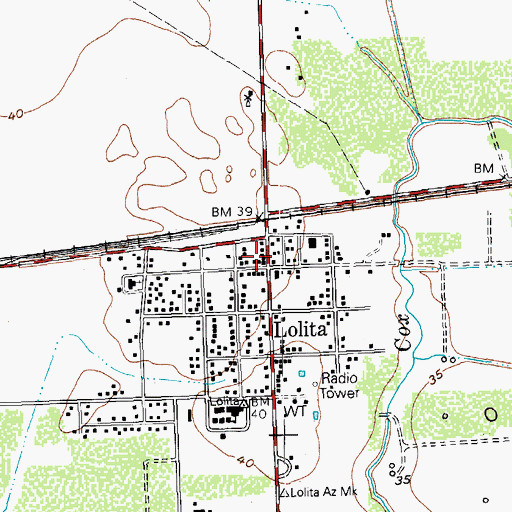 Topographic Map of Lolita Post Office, TX