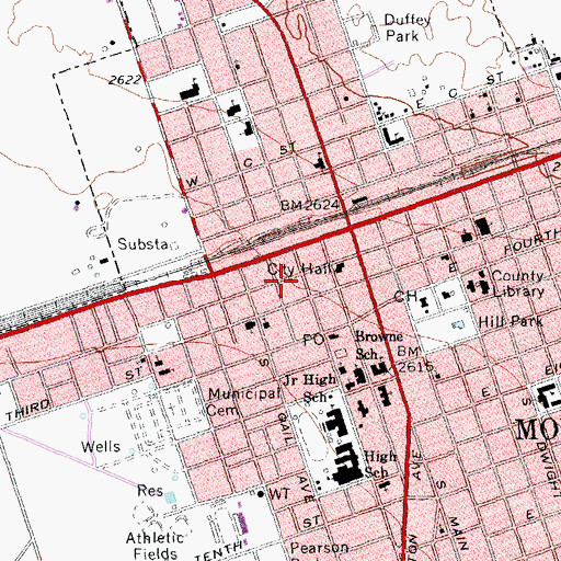 Topographic Map of Monahans Post Office, TX