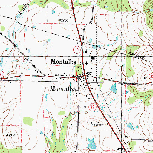 Topographic Map of Montalba Post Office, TX