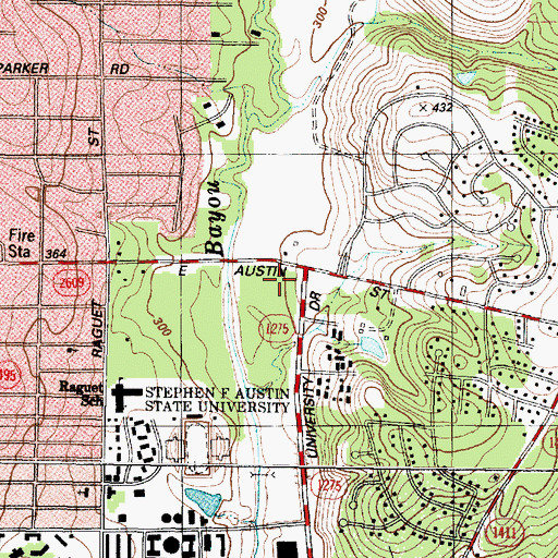 Topographic Map of Nacogdoches Post Office, TX