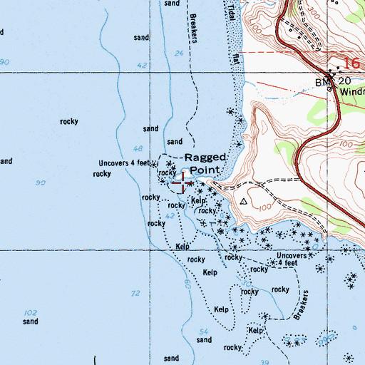 Topographic Map of Ragged Point, CA
