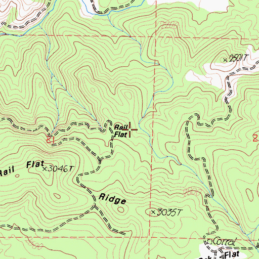 Topographic Map of Rail Flat, CA