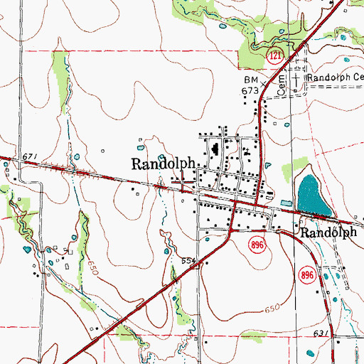 Topographic Map of Randolph Post Office, TX