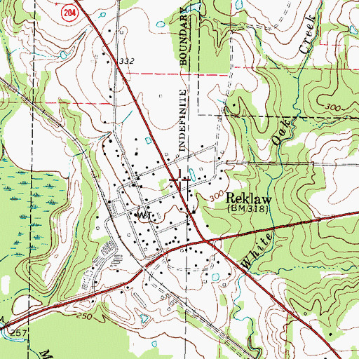 Topographic Map of Reklaw Post Office, TX