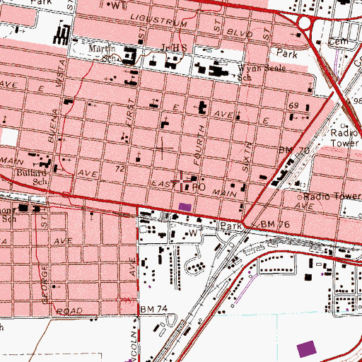 Topographic Map of Robstown Post Office, TX