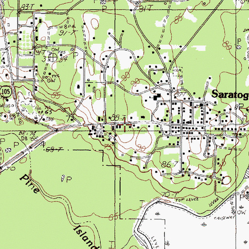 Topographic Map of Saratoga Post Office, TX