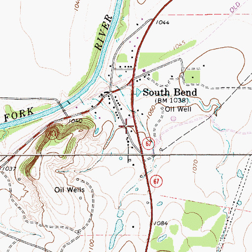 Topographic Map of South Bend Post Office, TX