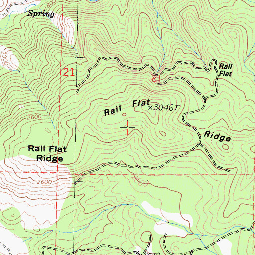 Topographic Map of Rail Flat Ridge, CA