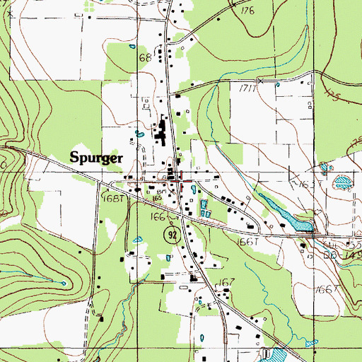 Topographic Map of Spurger Post Office, TX