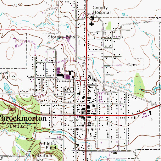 Topographic Map of Throckmorton Post Office, TX