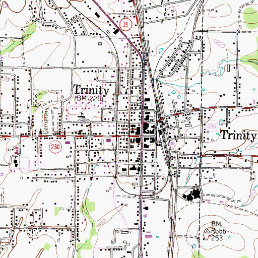 Topographic Map of Trinity Post Office, TX