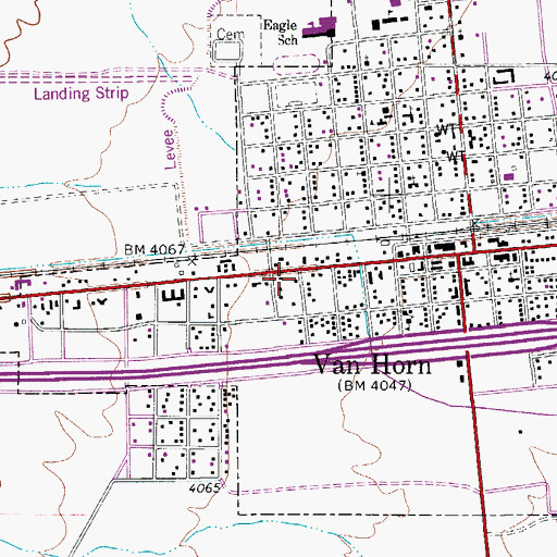 Topographic Map of Van Horn Post Office, TX