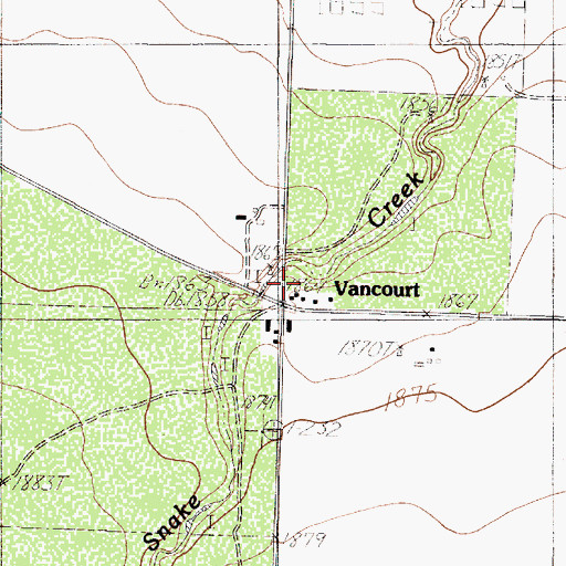Topographic Map of Vancourt Post Office, TX