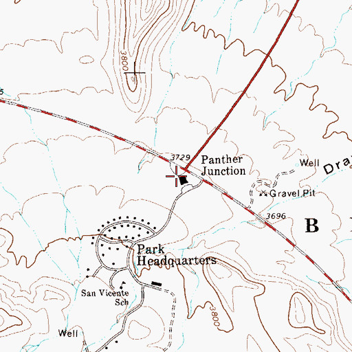 Topographic Map of Big Bend National Park Post Office, TX