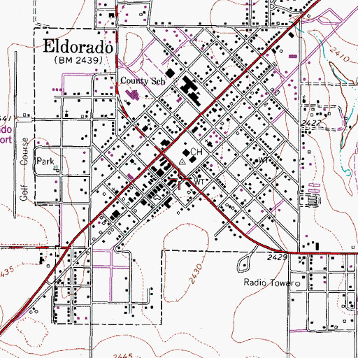 Topographic Map of Eldorado Post Office, TX