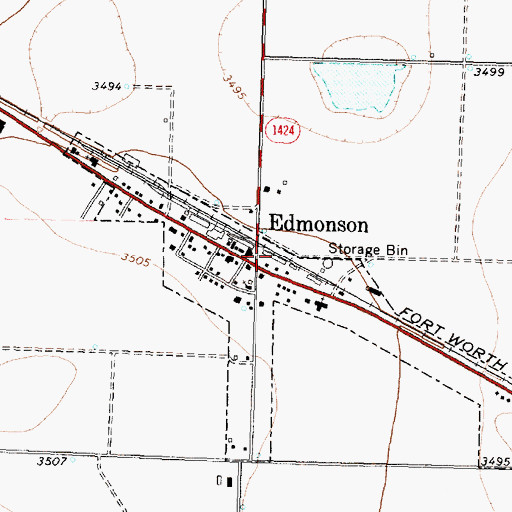 Topographic Map of Edmonson Post Office, TX