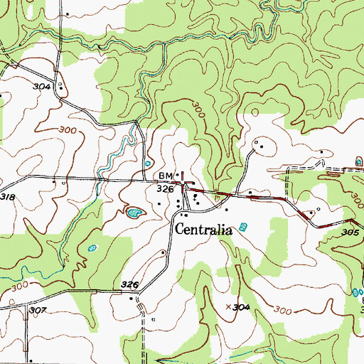 Topographic Map of Centralia Post Office, TX