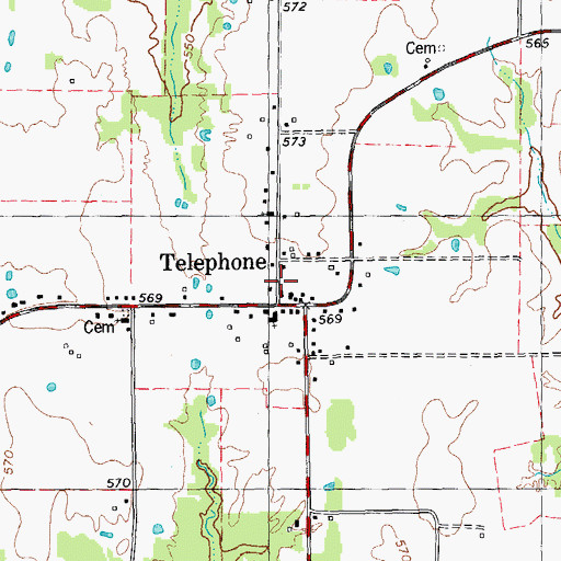 Topographic Map of Telephone Post Office, TX
