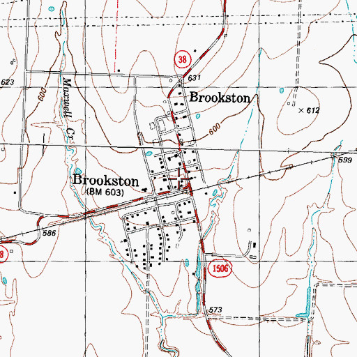 Topographic Map of Brookston Post Office, TX