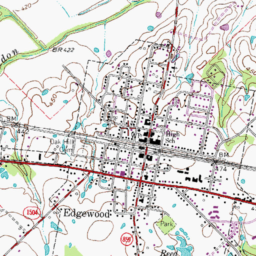 Topographic Map of Edgewood Post Office, TX
