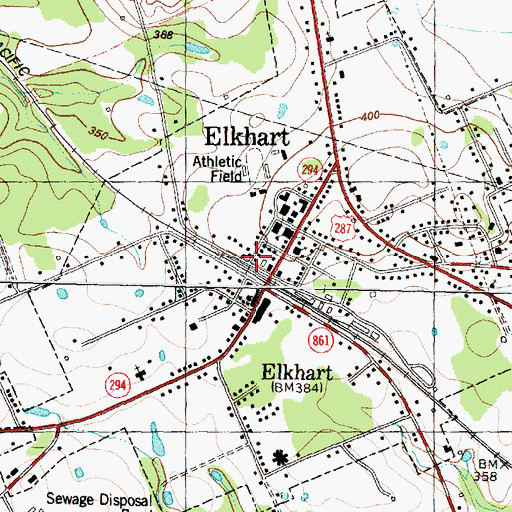 Topographic Map of Elkhart Post Office, TX