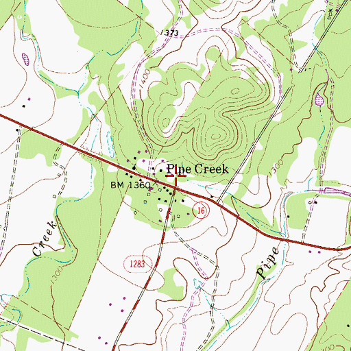 Topographic Map of Pipe Creek Post Office, TX