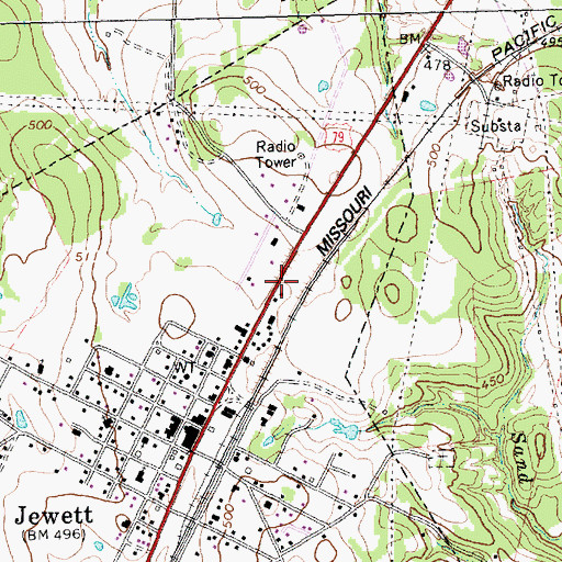 Topographic Map of Jewett Post Office, TX