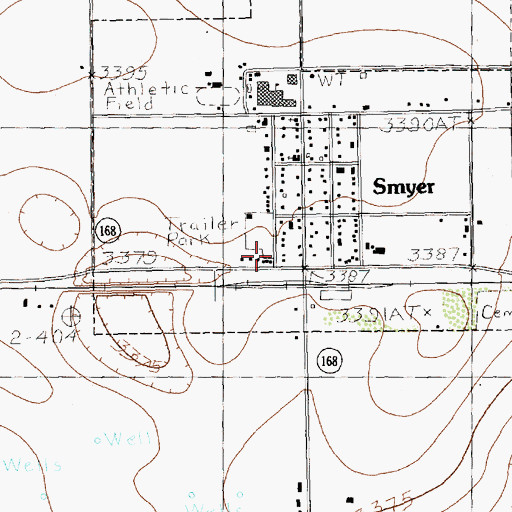 Topographic Map of Smyer Post Office, TX