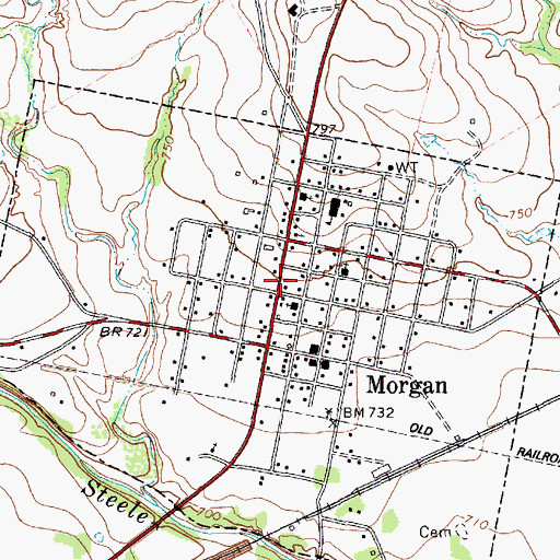 Topographic Map of Morgan Post Office, TX