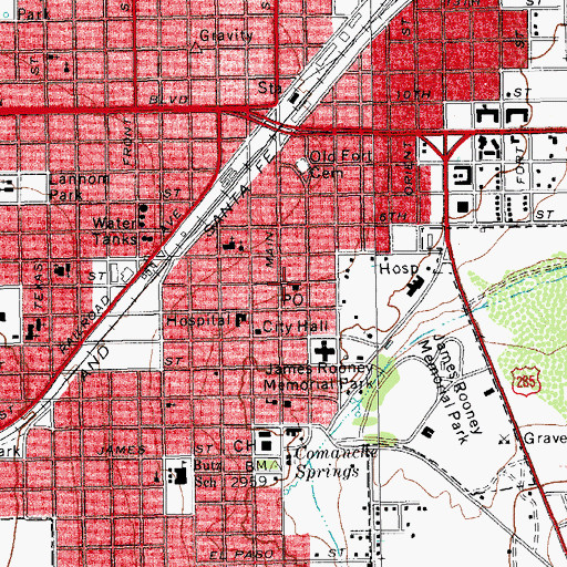 Topographic Map of Fort Stockton Post Office, TX