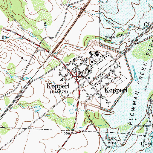 Topographic Map of Kopperl Post Office, TX