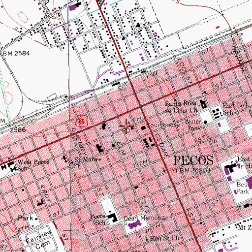 Topographic Map of Pecos Post Office, TX