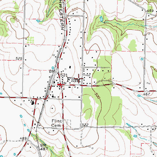 Topographic Map of Flint Post Office, TX