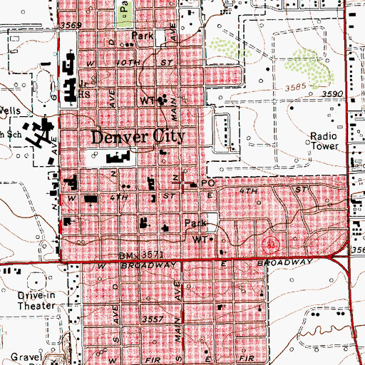 Topographic Map of Denver City Post Office, TX
