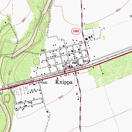 Topographic Map of Knippa Post Office, TX