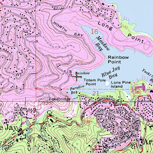 Topographic Map of Rainbow Bay, CA