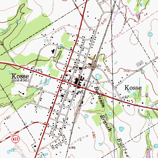 Topographic Map of Kosse Post Office, TX